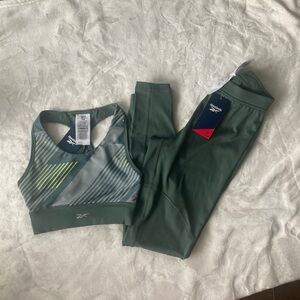 adidas Green and Gray Crop Top and leggings set